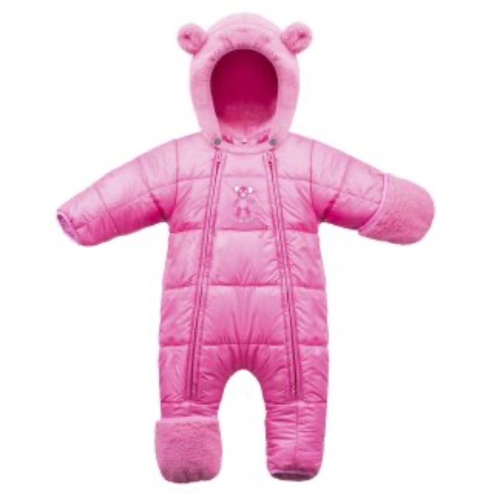 Poivre Blanc Girls Pink Long Sleeve Padding Hooded Overall Snowsuit Size 3M